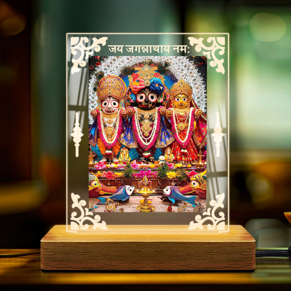 Buy Online Fashionury Acrylic Spiritual Lamp Jagannath Puri Ji Acrylic Led Lamp - Wooden Stand D3
