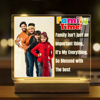 Custom Family Time Acrylic LED Lamp Wooden Base