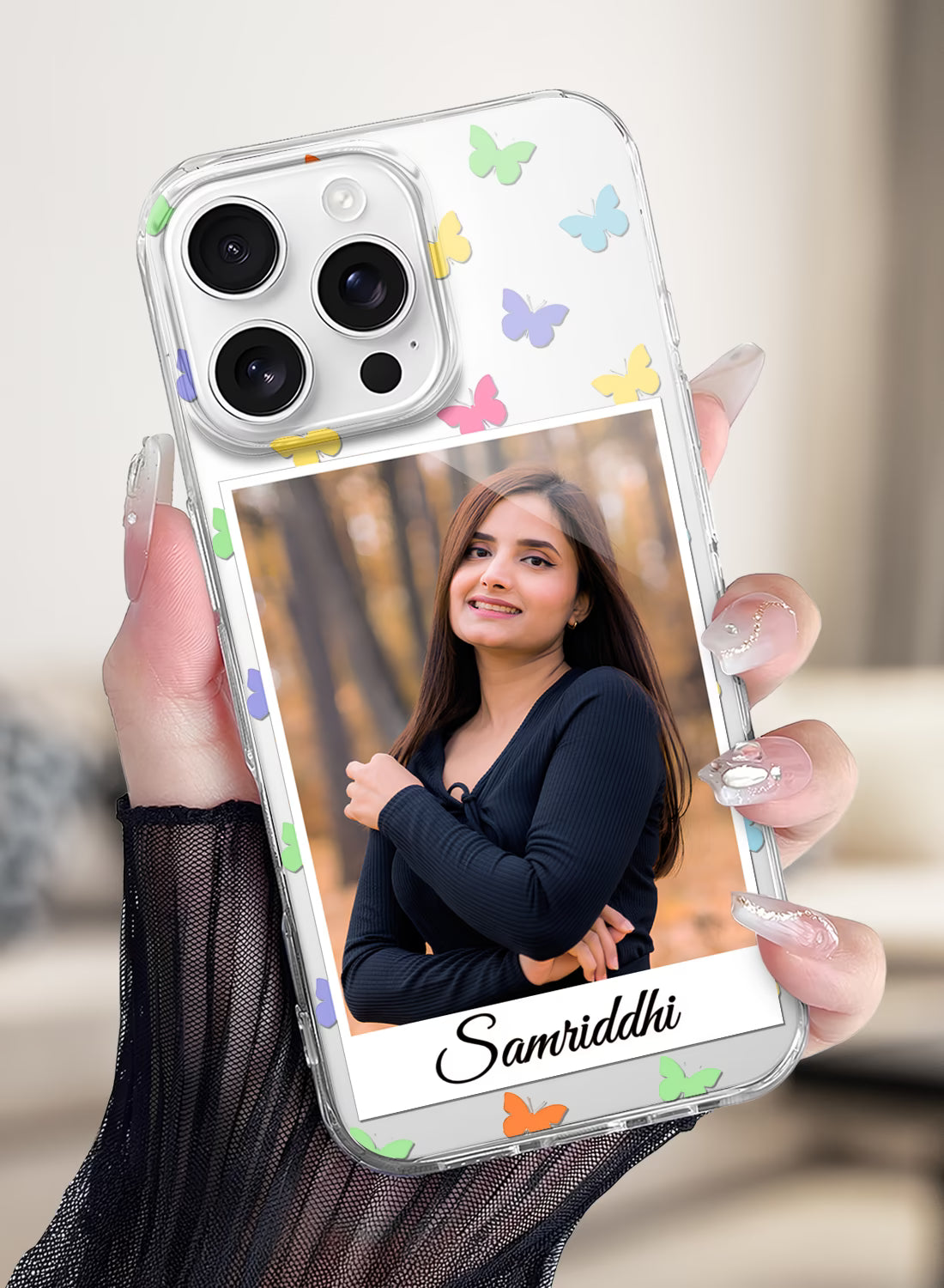Custom Photo Name Butterfly Clear Silicone Phone Cover