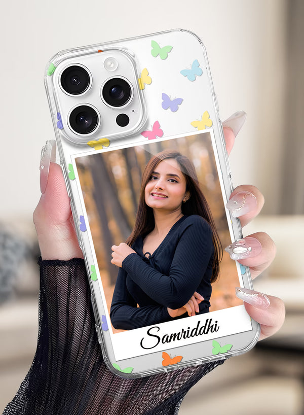 Custom Photo Name Butterfly Clear Silicone Phone Cover
