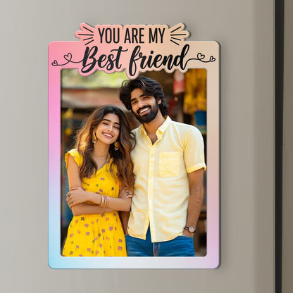 You Are My Best Friend wooden fridge magnet with custom photo and pastel design