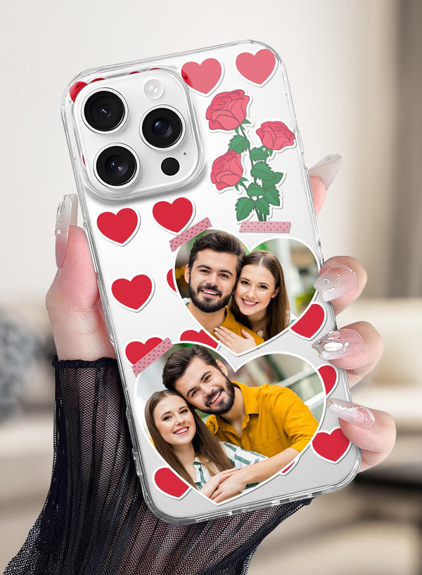 Custom Heart & Rose Design Silicone Mobile Cover