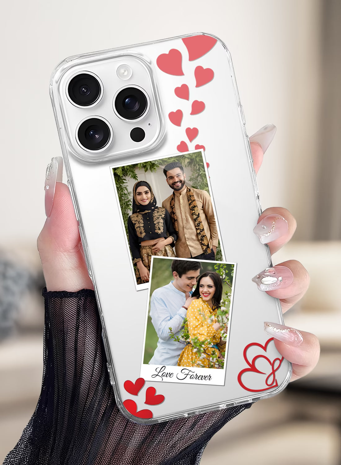 Love Forever Dual Photo Custom Silicone Mobile Cover