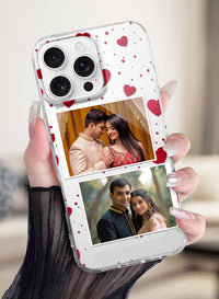 Red Heart Confetti Dual Photo Custom Silicone Mobile Cover