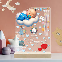 Custom Baby Boy Birth Stats Acrylic Tabletop Frame