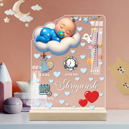 Custom Baby Boy Birth Stats Acrylic Tabletop Frame