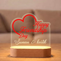 Happy Friendship Day Heart Name Acrylic LED Lamp