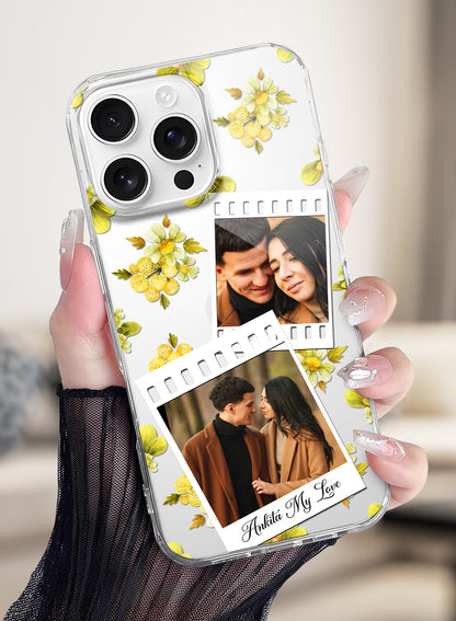 Yellow Floral Film Roll Dual Photo & Name TPU Cover