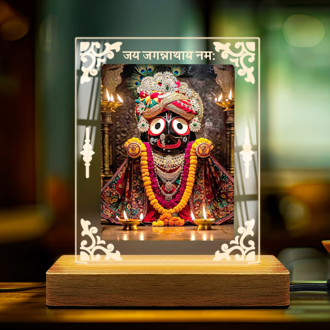 Buy Online Fashionury Acrylic Spiritual Lamp Jagannath Ji Acrylic Led Lamp - Wooden Stand D2