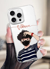 Custom Name Cool Masked Boy Clear Silicone Phone Cover