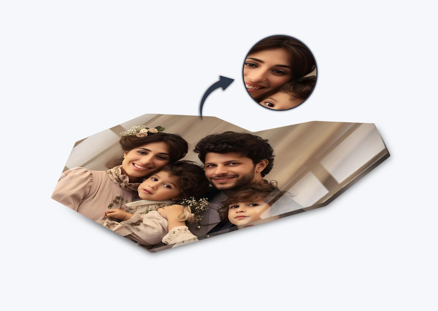 Premium personalized heart Shape acrylic wall Photo frame showing sharp glossy finish and photo detail