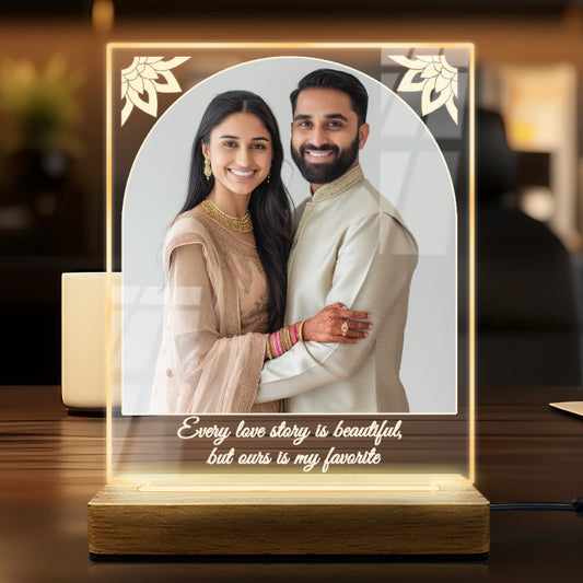 Buy Online Fashionury Print & Engrave Personalized Acrylic Photo Led Lamp - Wooden base D12