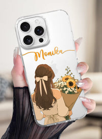 Sunflower Bouquet Girl Printed Clear Silicone Back Cover