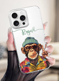 Custom Name Cool Chimp Beanie Clear Silicone Phone Cover