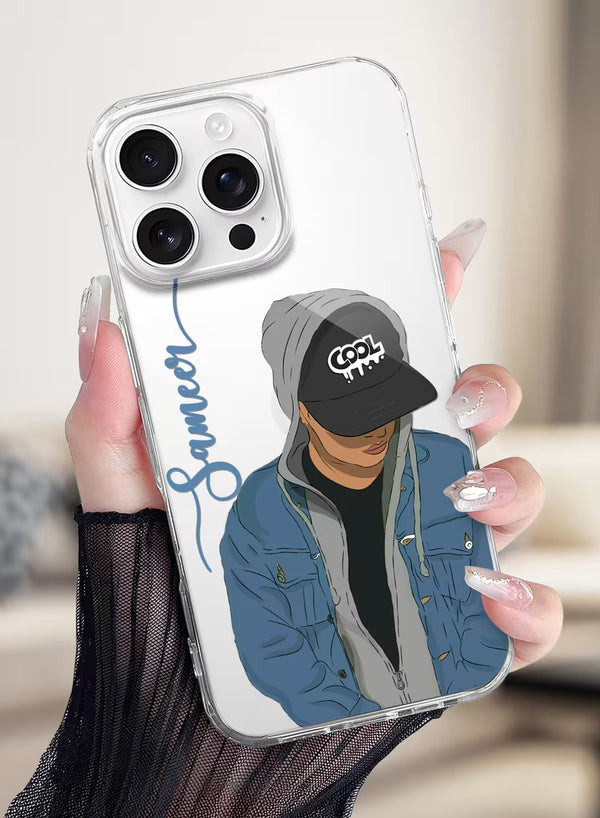 Custom Name Streetwear Cap Boy Clear Silicone Phone Cover