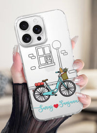 Custom Couple Name Vintage Bicycle Clear Silicone Cover