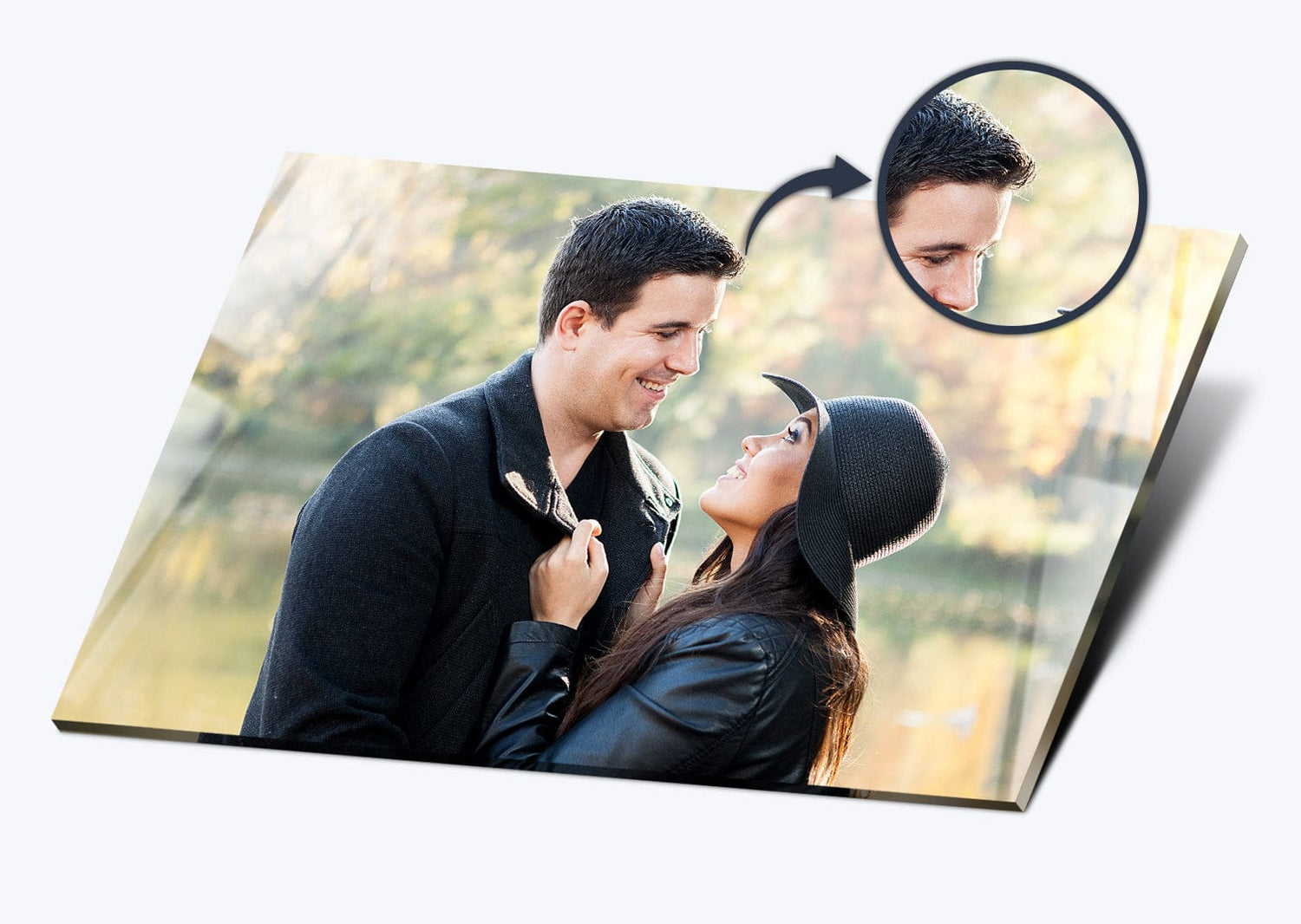 Custom landscape acrylic wall photo frame displaying vibrant colors and sharp image clarity