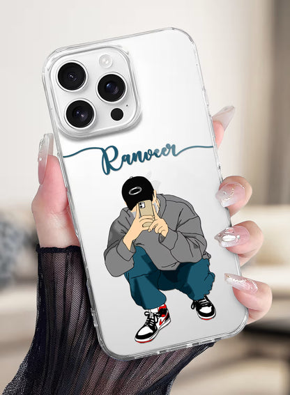 Streetwear Selfie Boy Printed Clear Silicone Back Cover