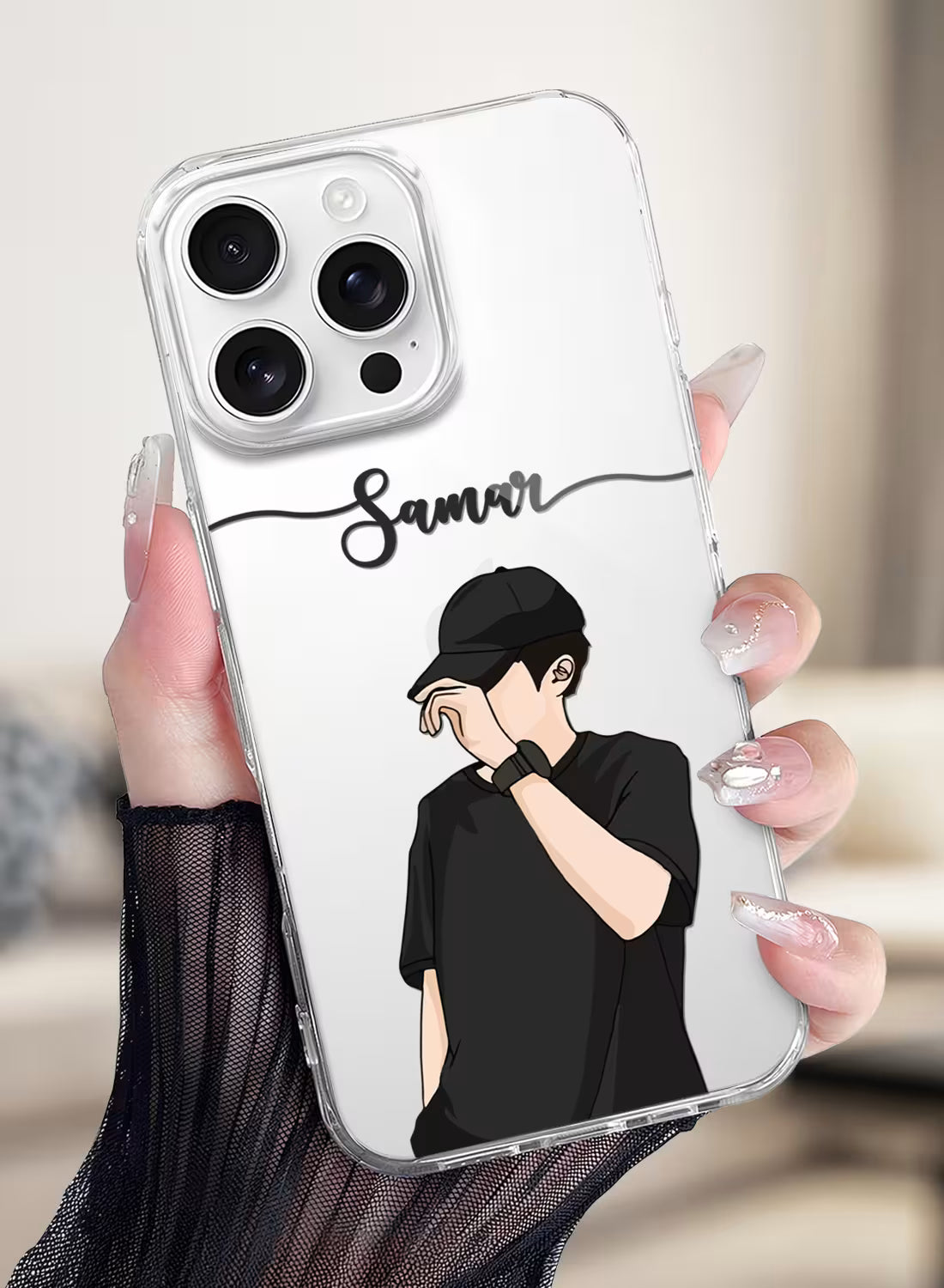 Aesthetic Boy in Cap Printed Clear Silicone Back Cover