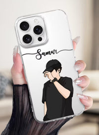 Aesthetic Boy in Cap Printed Clear Silicone Back Cover