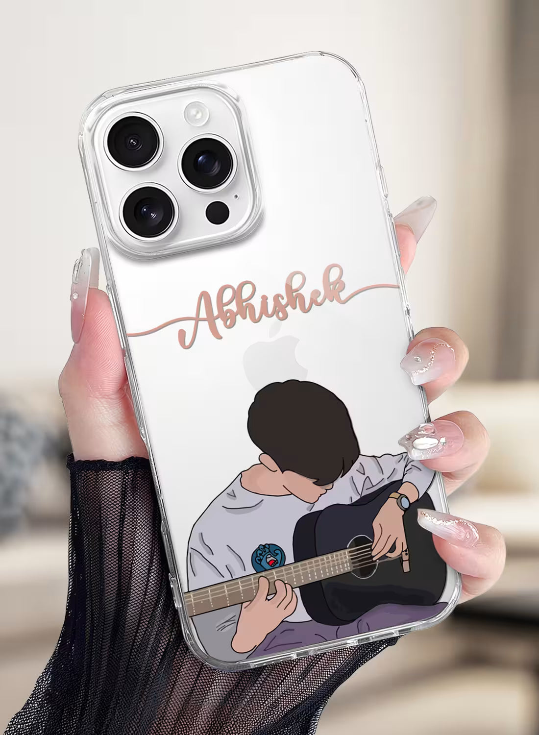 Acoustic Guitar Boy Printed Clear Silicone Back Cover