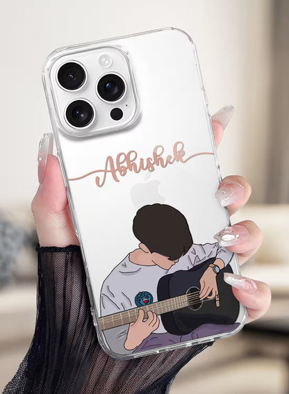 Acoustic Guitar Boy Printed Clear Silicone Back Cover