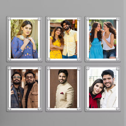 Polaroid acrylic photo fridge magnet set of 6 with insert photos and silver screw corners – Fashionury