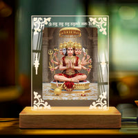 Shree Panchmukhi Hanuman Ji Acrylic Led Lamp - Wooden Base-D1