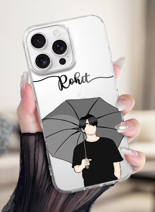 Aesthetic Umbrella Boy Printed Clear Silicone Back Cover