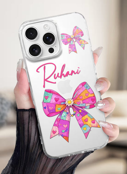Colorful Ribbon Bow Printed Clear Silicone Back Cover