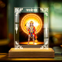 Hanuman Ji Acrylic Led Lamp - Wooden Stand-D3