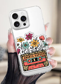Custom Name Retro Cassette Floral Clear Silicone Cover