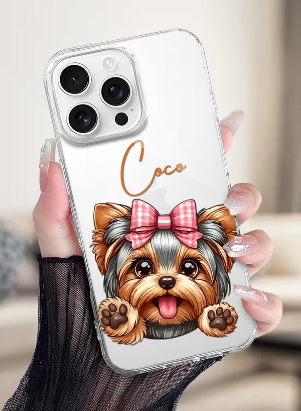 Cute Puppy Dog Printed Clear Silicone Back Cover