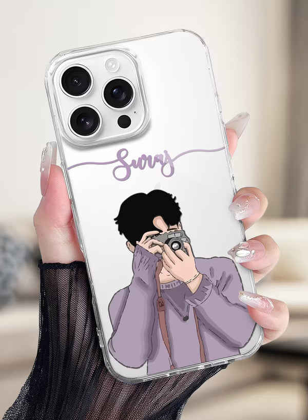Photographer Boy Printed Clear Silicone Back Cover