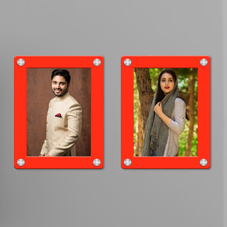 Acrylic Photo Frame Fridge Magnet Set of 2
