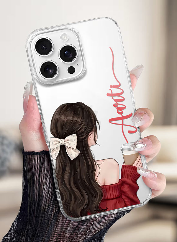 Coffee Girl Custom Name Silicone Mobile Cover