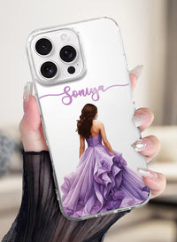 Purple Gown Girl Printed Clear Silicone Back Cover
