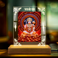 Hanuman Ji Acrylic Led Lamp - Wooden Stand-D4