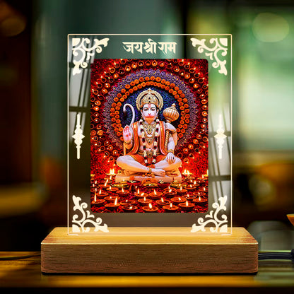 Buy Online Fashionury Acrylic Spiritual Lamp Hanuman Ji Acrylic Led Lamp - Wooden Stand-D4