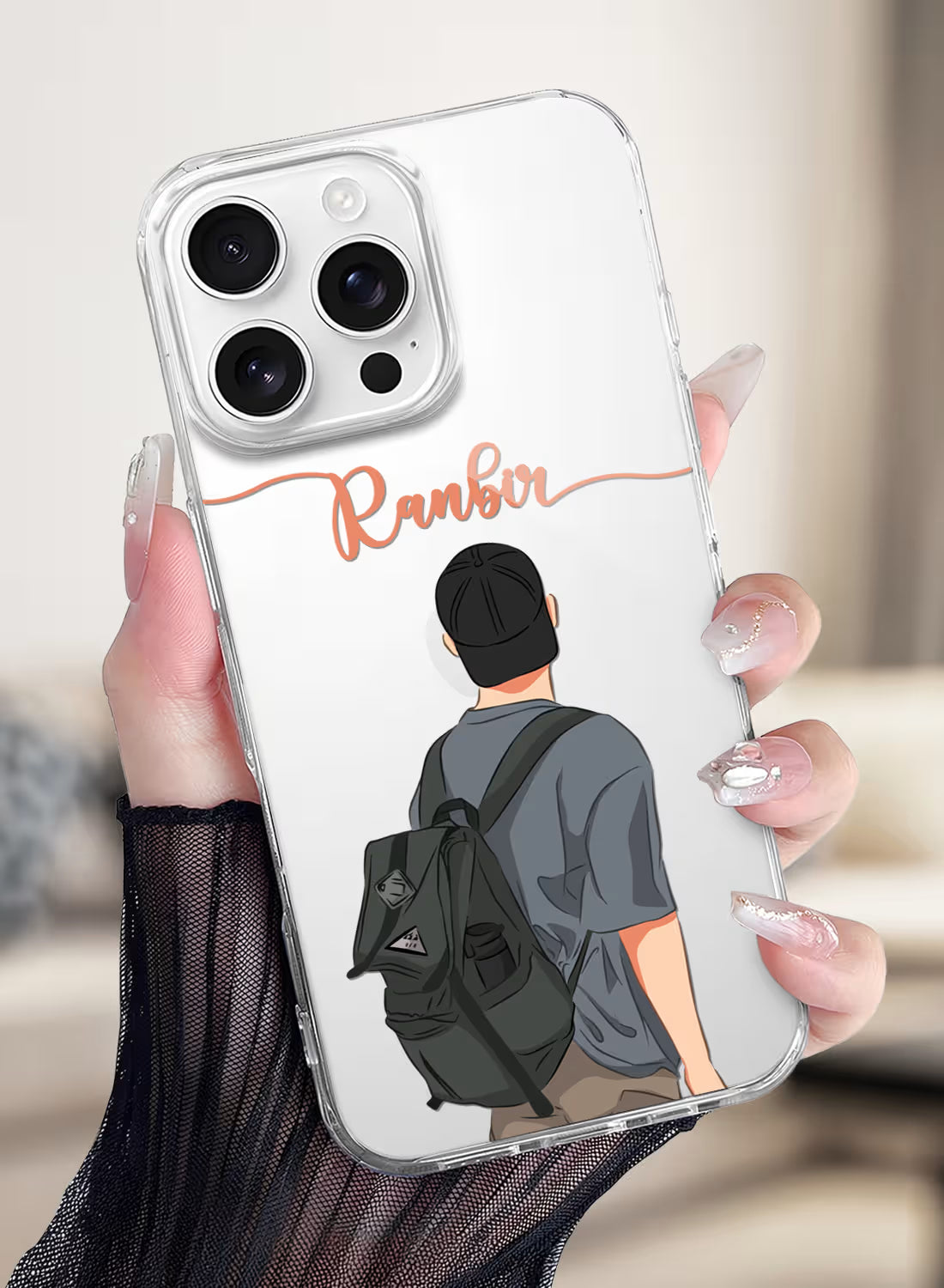 Backpacker Boy Printed Clear Silicone Back Cover