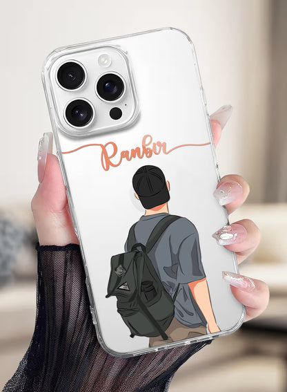 Backpacker Boy Printed Clear Silicone Back Cover