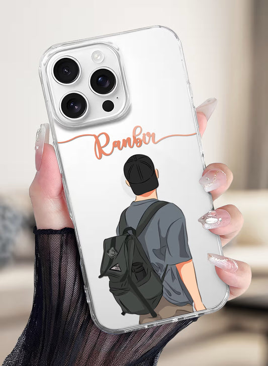 Backpacker Boy Printed Clear Silicone Back Cover