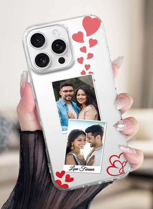 Love Forever Dual Photo Custom Silicone Mobile Cover