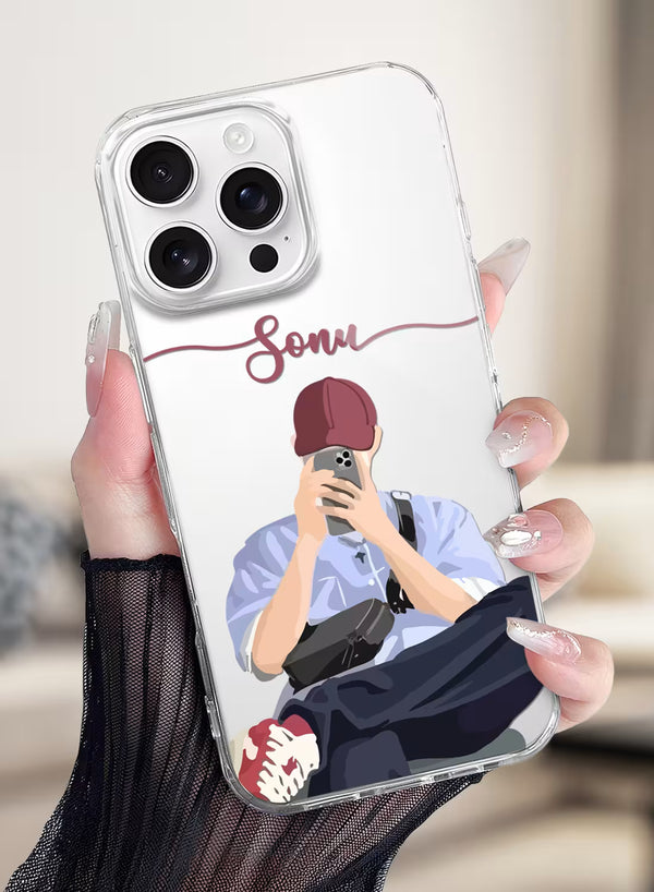Street Style Selfie Boy Printed Clear Silicone Back Cover