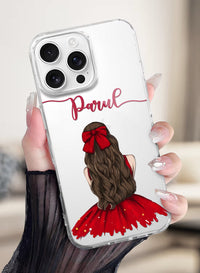 Red Dress Girl Printed Clear Silicone Back Cover