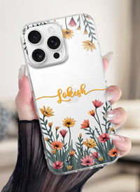 Custom Name Wildflower Field Clear Silicone Phone Cover