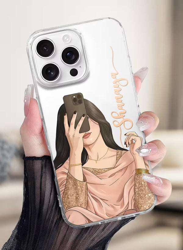 Selfie Girl Custom Name Silicone Mobile Cover