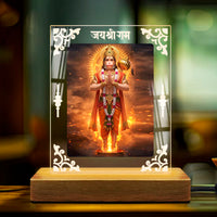 Hanuman Ji Acrylic Led Lamp - Wooden Stand-D2