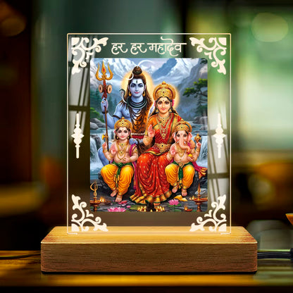 Buy Online Fashionury Acrylic Spiritual Lamp Shiv Parivar Acrylic Led Lamp - Wooden Stand-D1