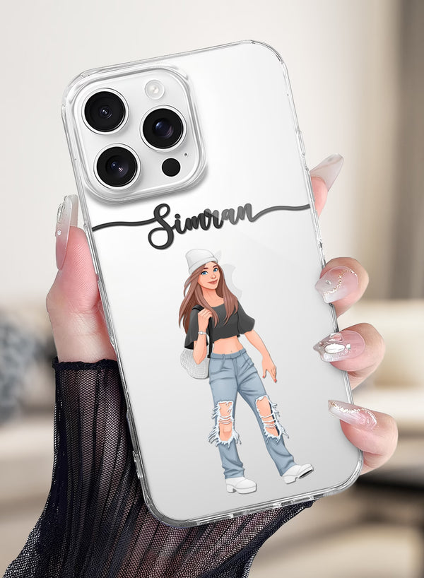 Fashion Girl Custom Name Mobile Cover